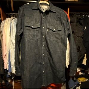 Carhartt Blue Casual Button Down Shirt Long Sleeve